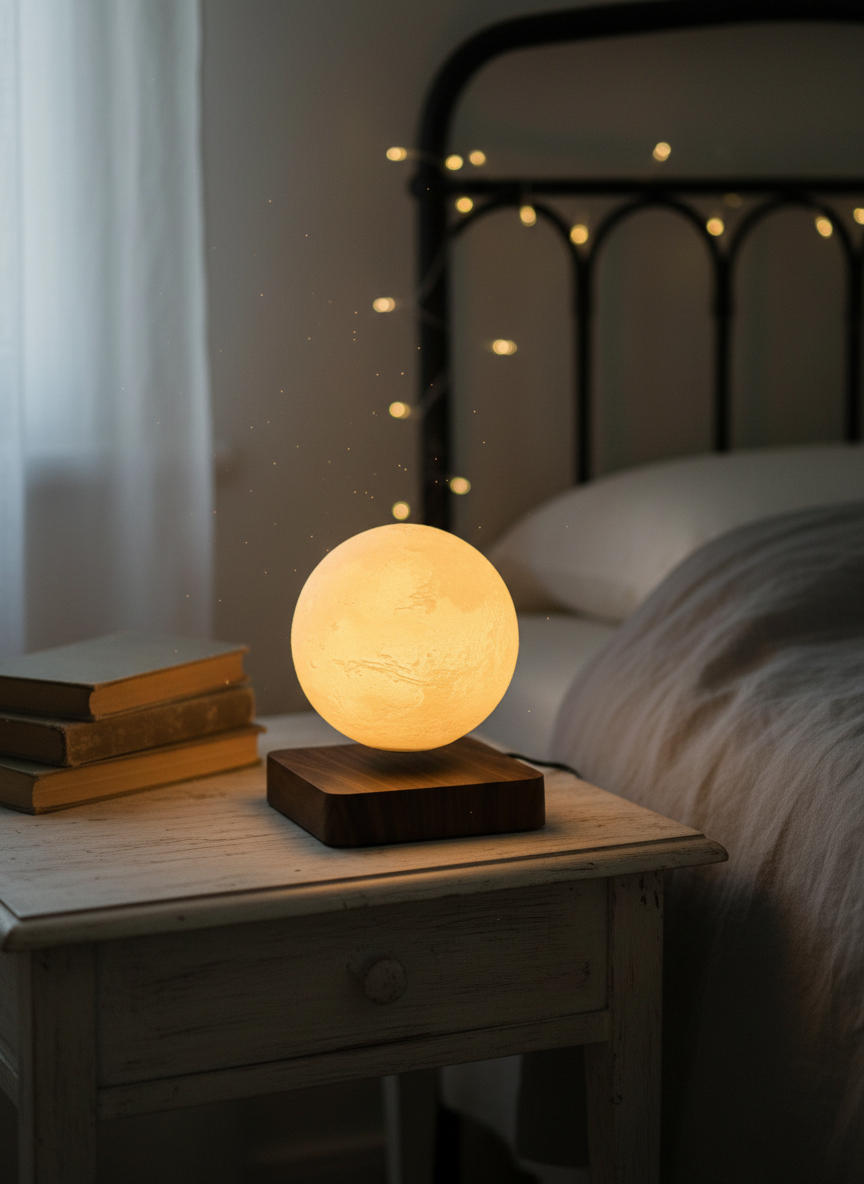 Floating Moon Lamp with Magnetic Levitation