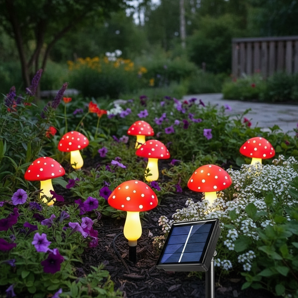 Solar Mushroom Lights for Gardens & Yards