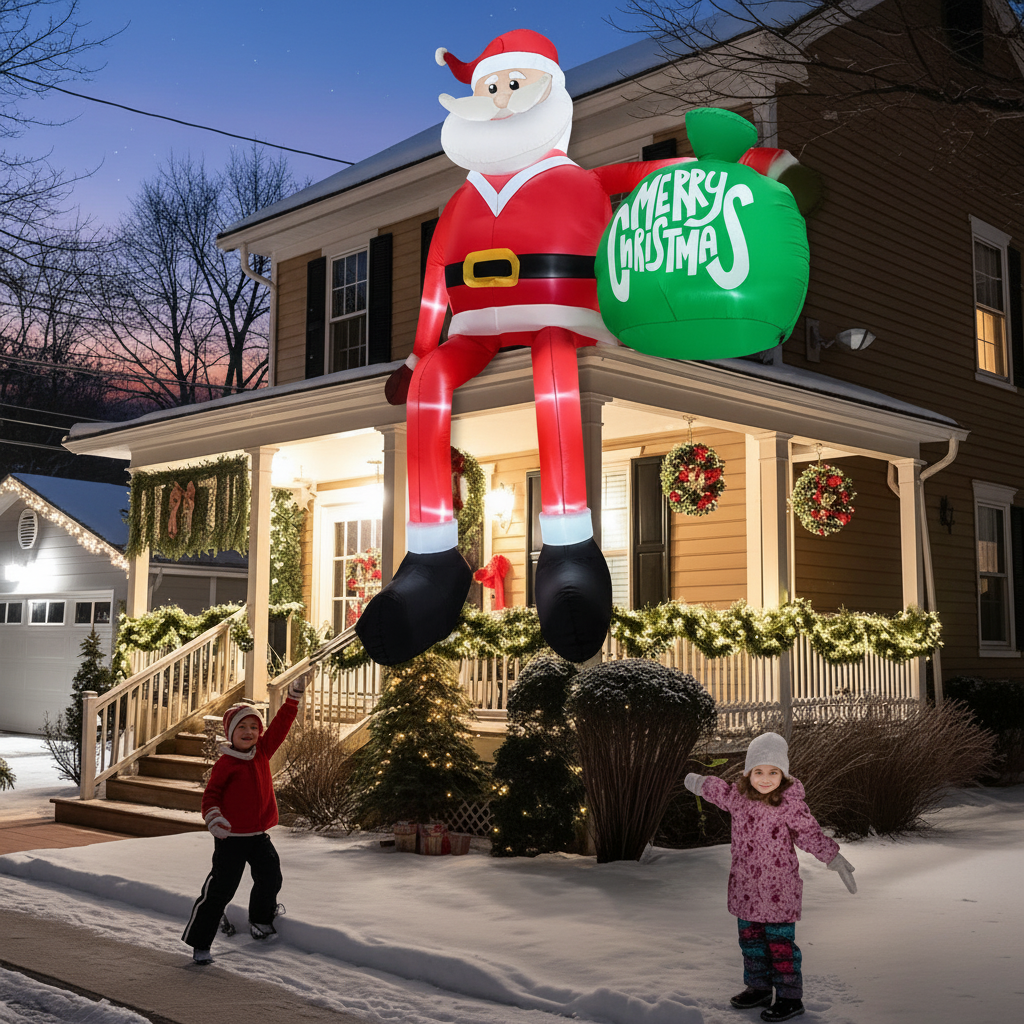 8ft LED Climbing Santa Inflatable Outdoor Christmas Decoration