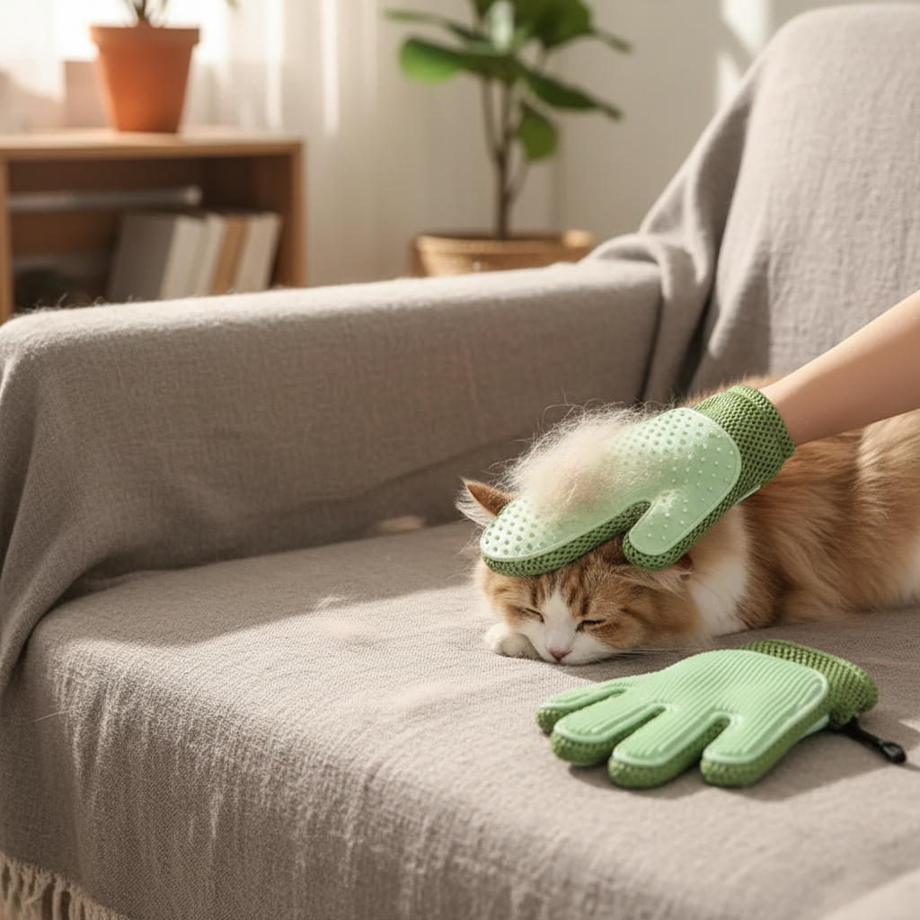 Cat Grooming Glove - 2-in-1 Brush & Massage