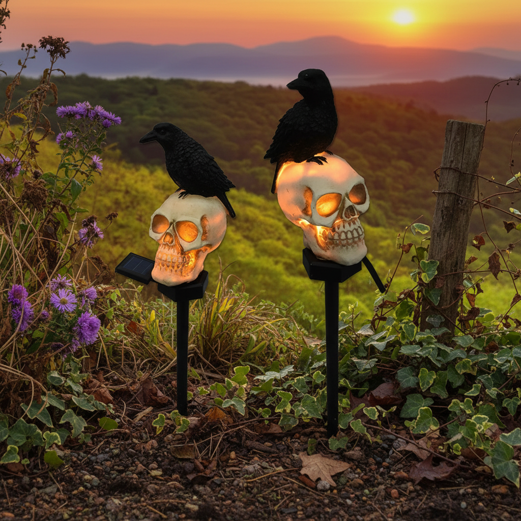 Solar Skeleton Head Light - Halloween Yard Decoration