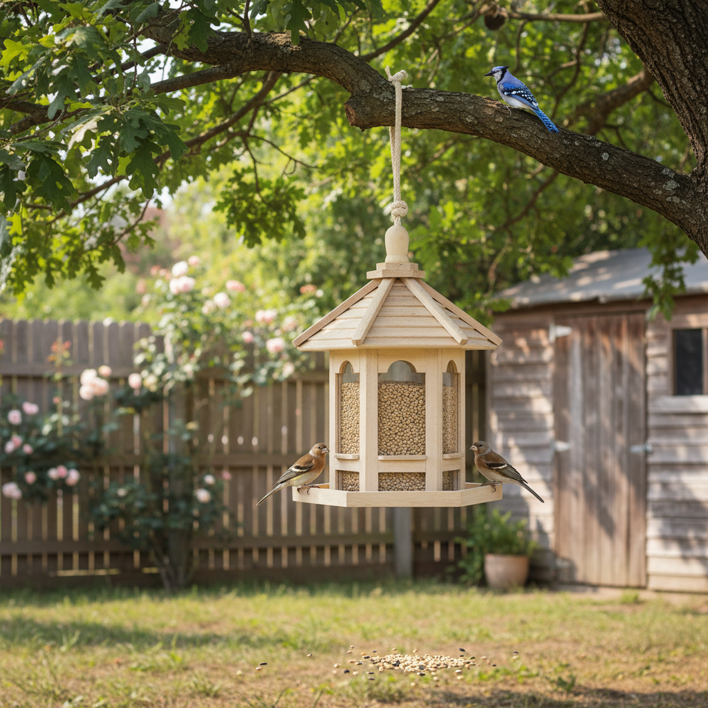 Wooden Bird Feeder with Clear Viewing Window