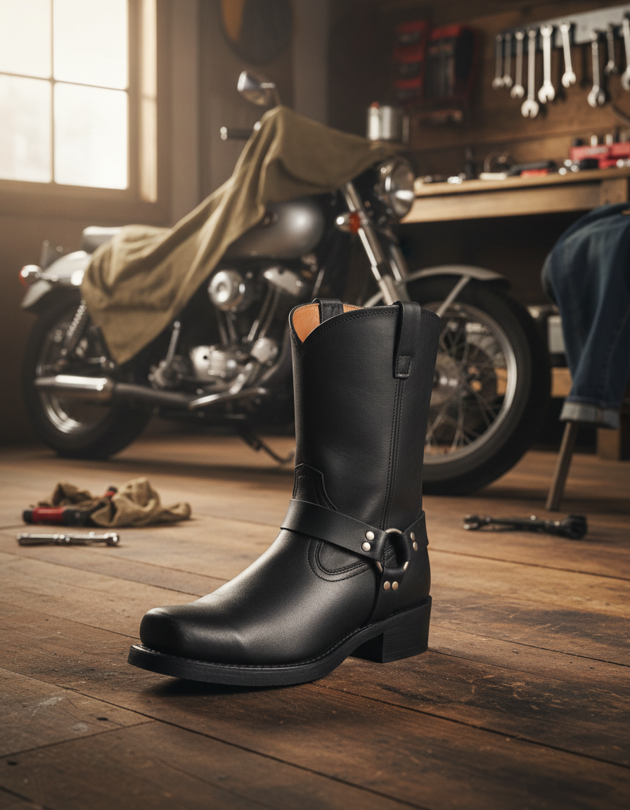 Men's Black Harness Boot - 11 Inch