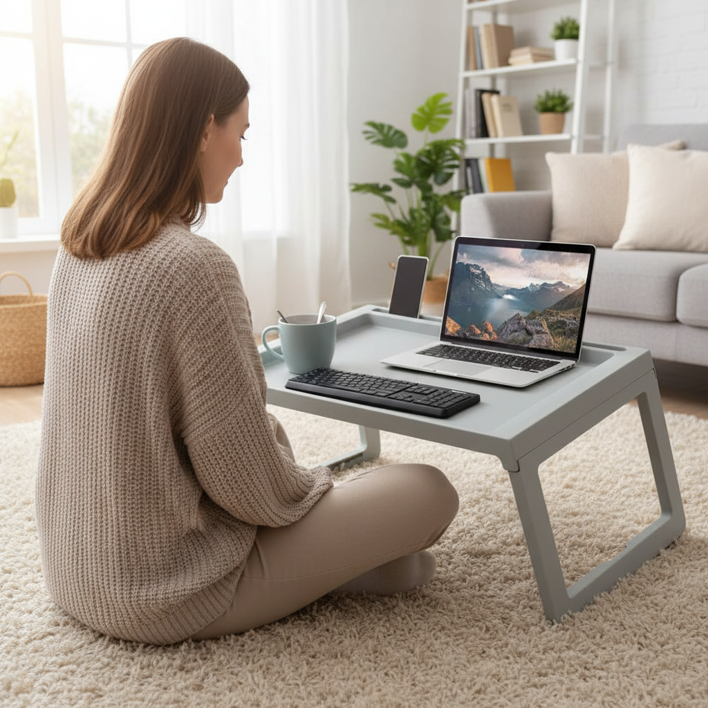 Foldable Bed Tray Table with Portable Legs