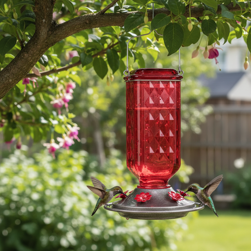 24oz Leak Proof Glass Hummingbird Feeder