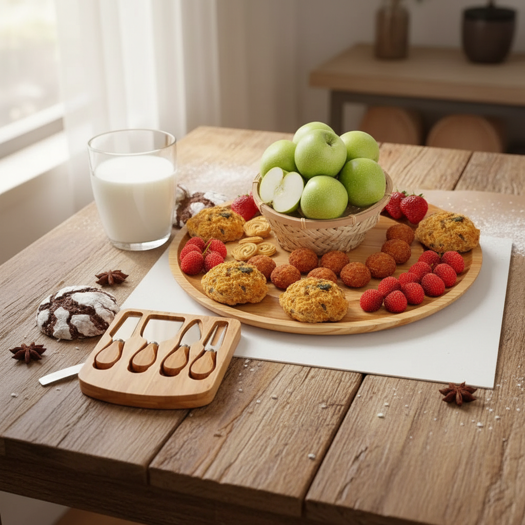 Bamboo Cheese Board with Drawer & Knives