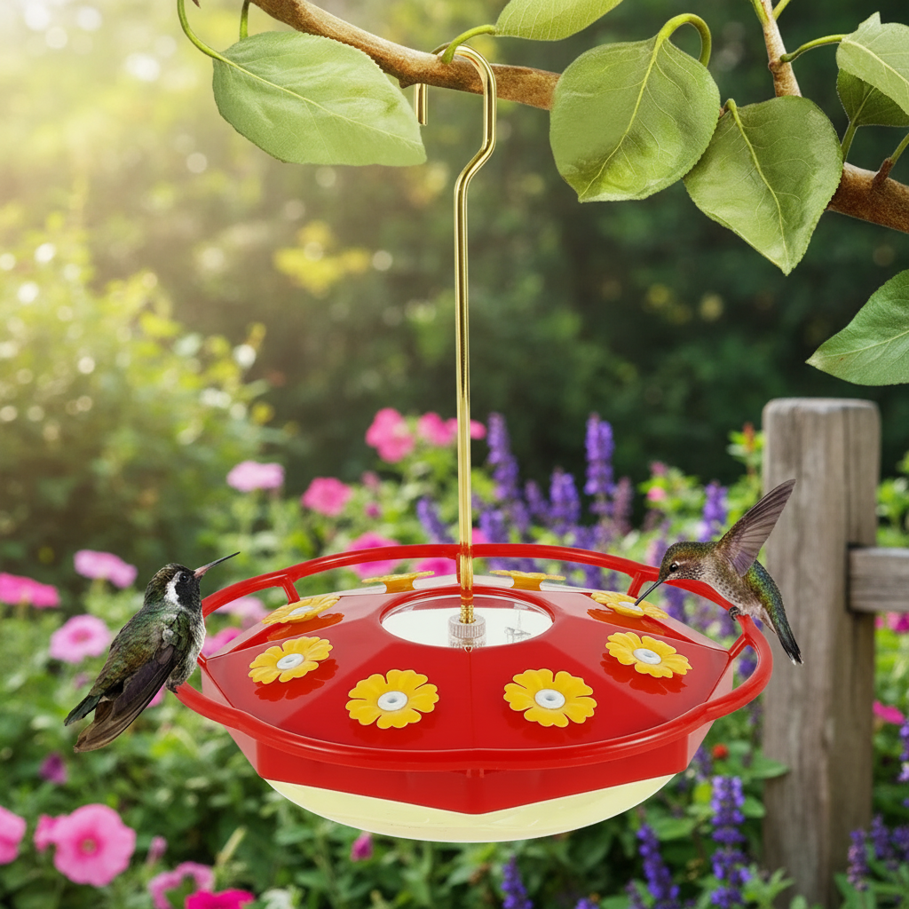 Flower Hummingbird Feeder with 8 Ports