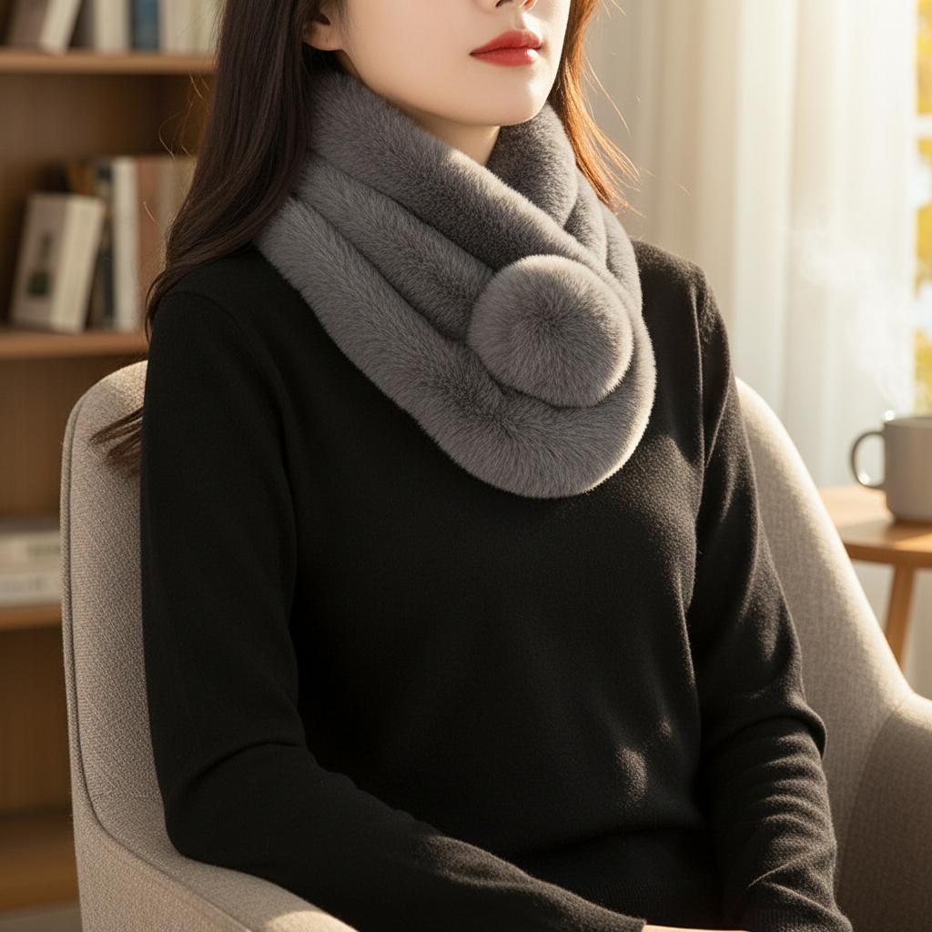 Plush Faux Fur Winter Scarf for Women