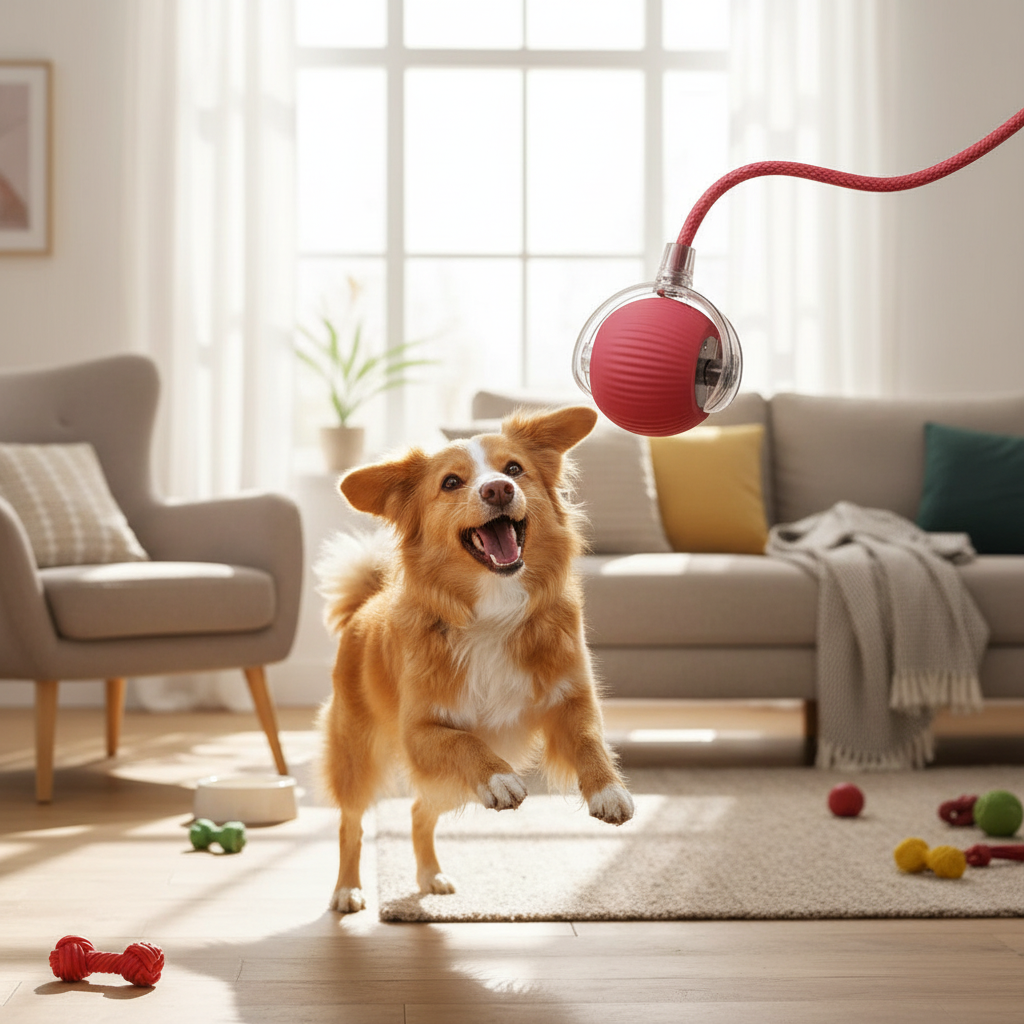 Interactive Rolling Ball Dog Toy with Tail