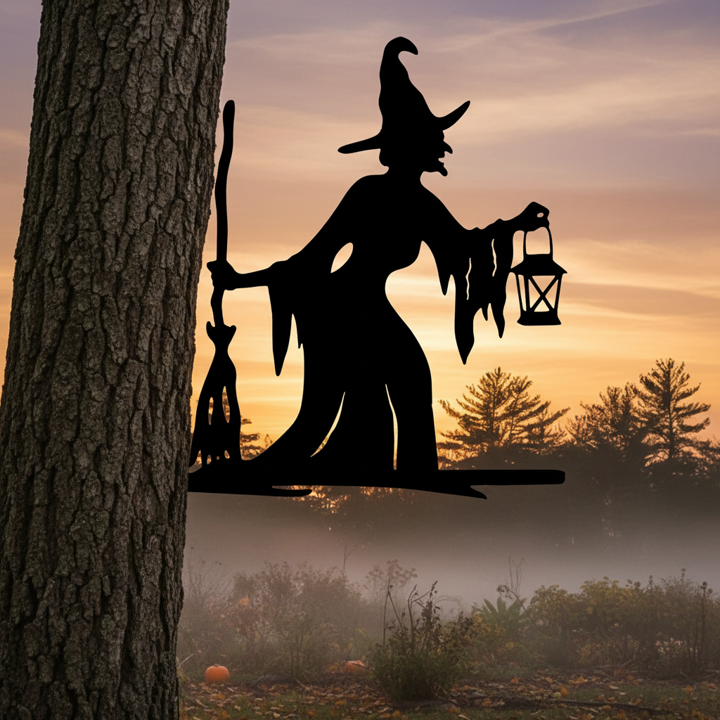 Halloween Witch Garden Stake - Iron Outdoor Decor