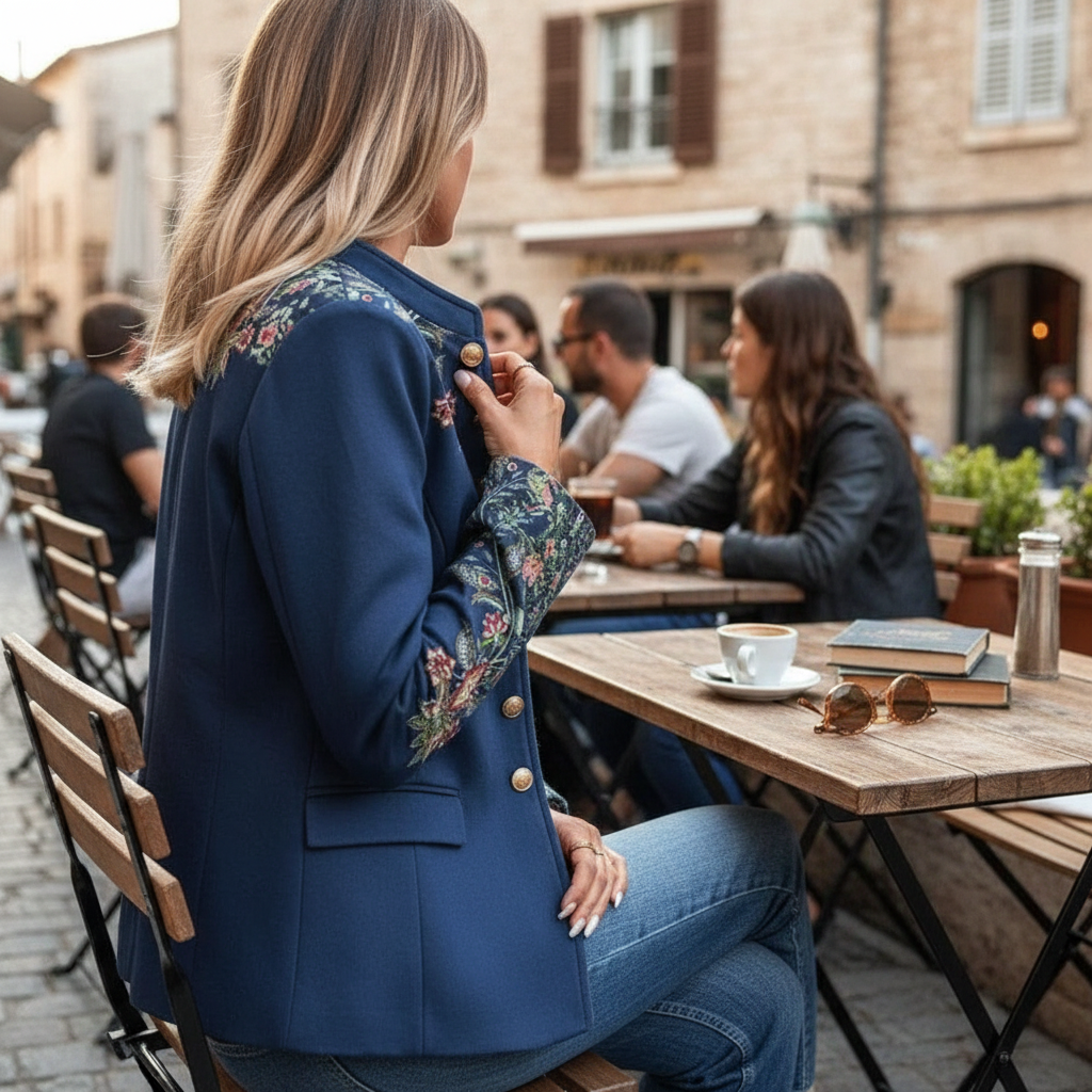 Women's Floral Blazer | Collarless Design