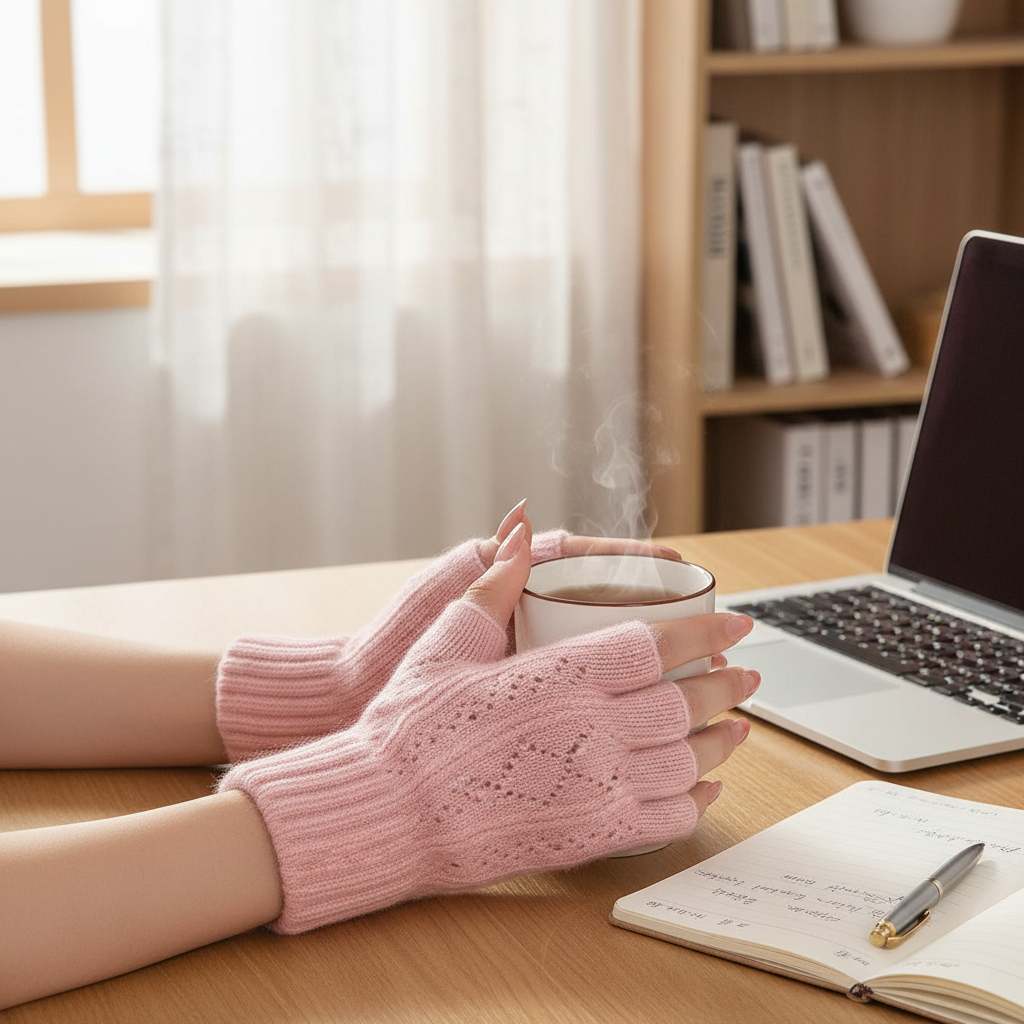Soft Knit Fingerless Gloves for Winter