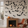 3D Halloween Bat Wall Stickers - Realistic PVC Decorations