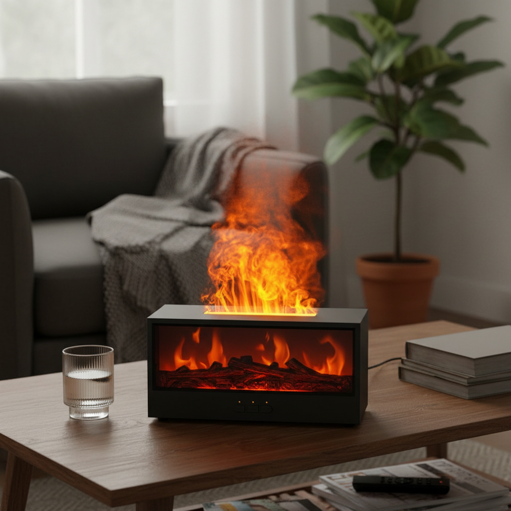 Fireplace Air Freshener with LED Flame & Fragrance