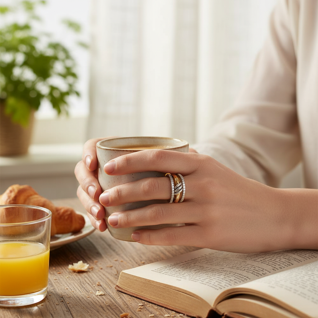 Gold Stackable Rings Set for Women