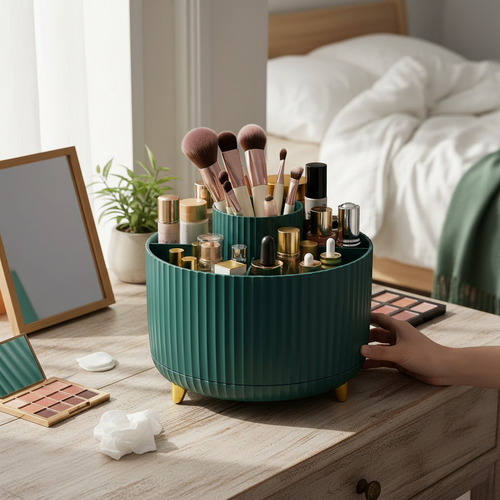 360° Rotating Cosmetic Organizer with 5 Compartments