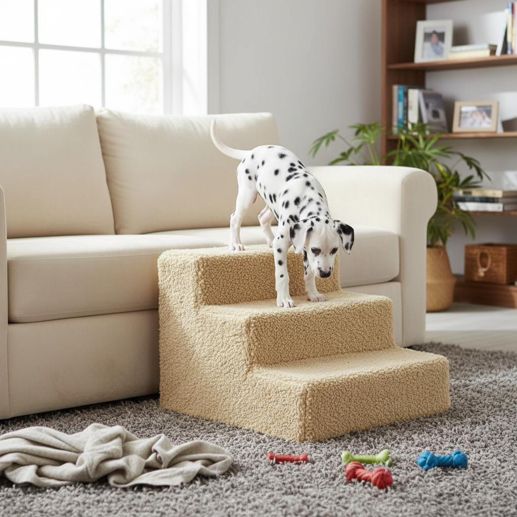 3-Step Portable Dog Stairs for Tall Beds