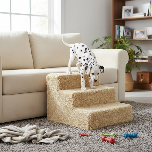 3-Step Portable Dog Stairs for Tall Beds