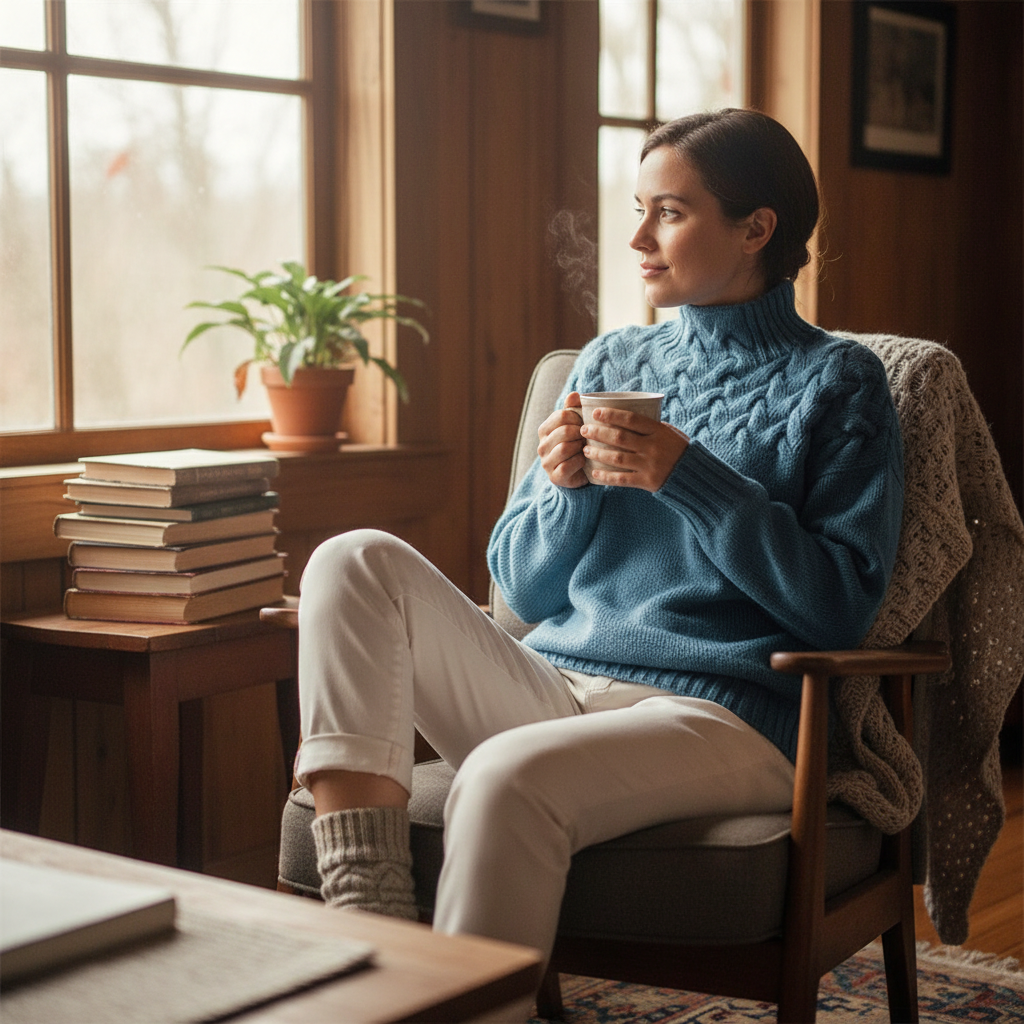 Women's Pink Knitted Turtleneck Sweater