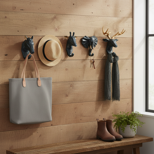 Animal Head Wall Hooks - Decorative Resin Coat Hooks