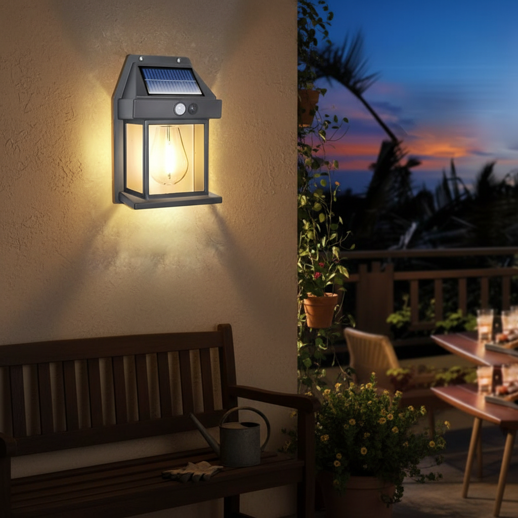 Solar Wall Lights Outdoor - 2 Pack Motion Sensor