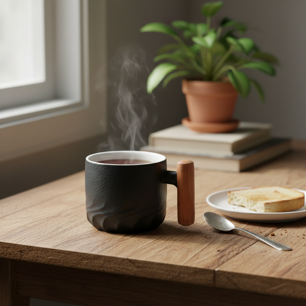 Vintage Espresso Cups with Wooden Handles