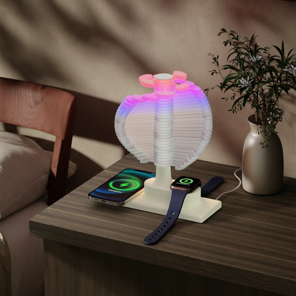 Spiral Tree LED Table Lamp with Wireless Charger