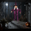 71-Inch Life Size Animated Halloween Witch with Red Eyes