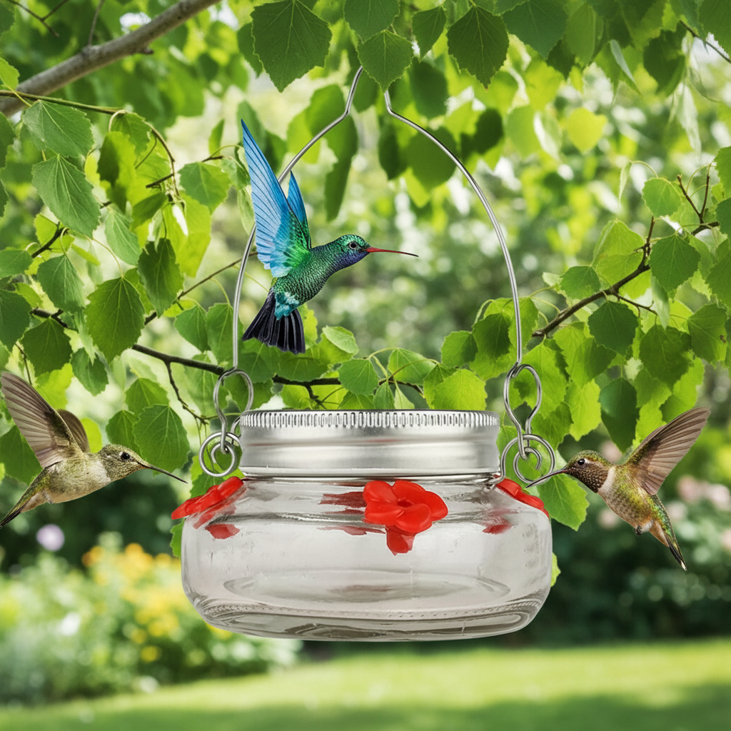 Clear Flower Port Hummingbird Feeder