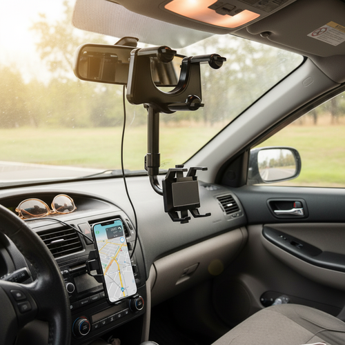 360° Rotatable Car Phone Holder for Rear View Mirror