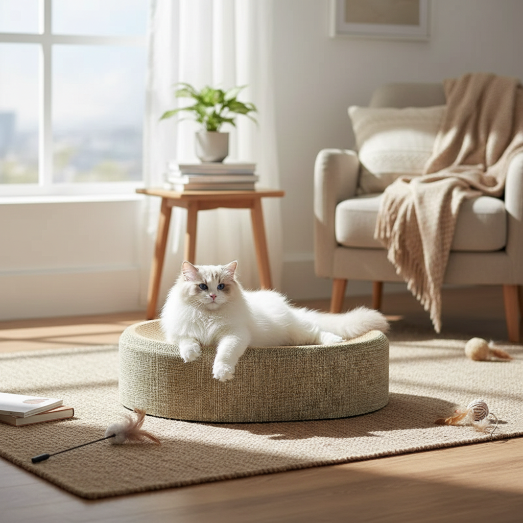 Oval Sisal Cat Scratcher Bed - 2 in 1 Design