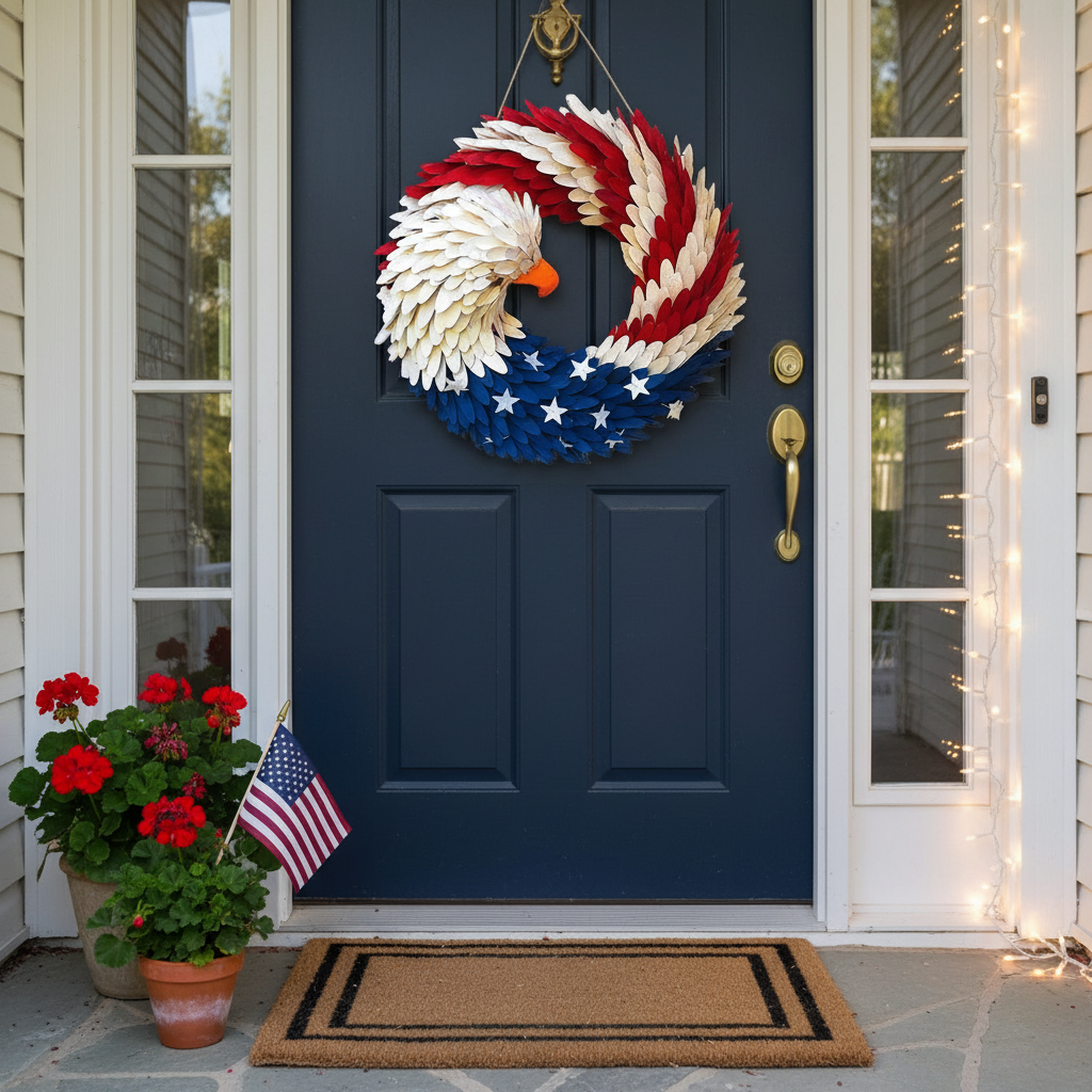 12" Patriotic Eagle Wreath Door Sign