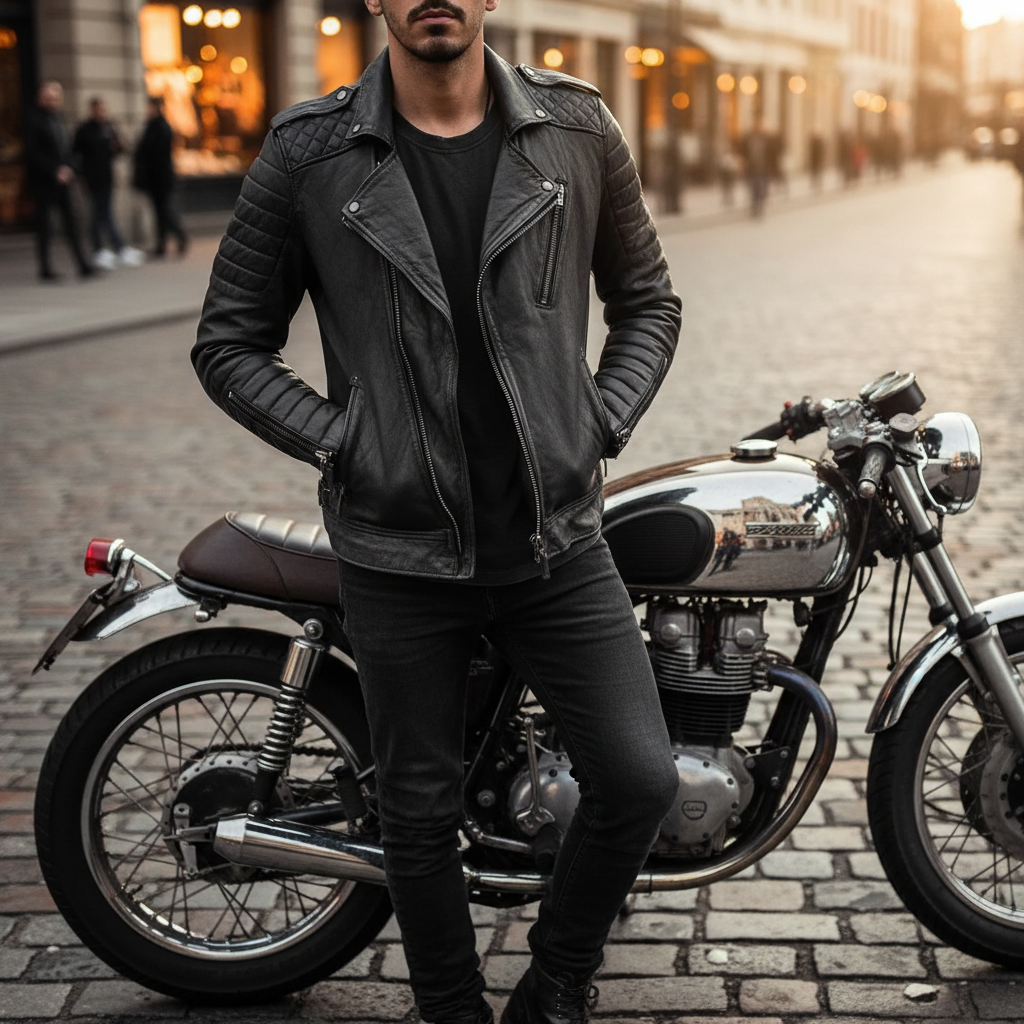 Men's Leather Jacket - Durable Synthetic Leather