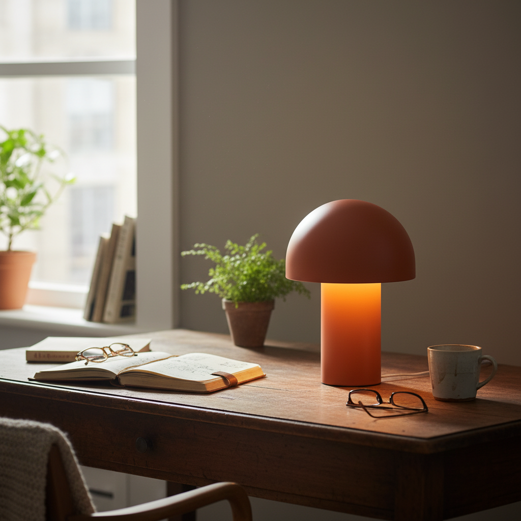 Modern Wireless Table Lamp with Metal Dome Shade
