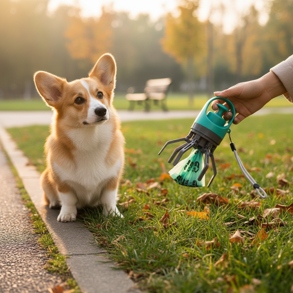 Dog Poop Picker Upper Claw with Bag Dispenser