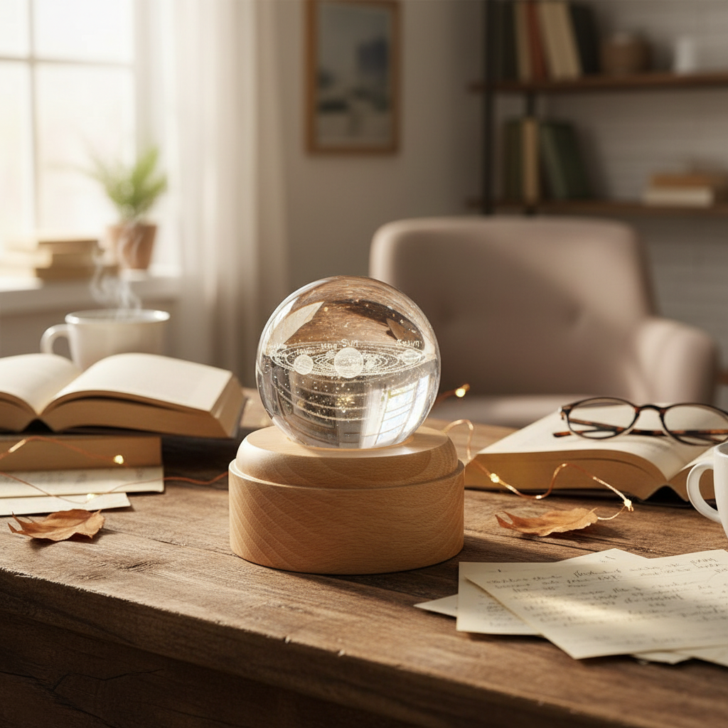Crystal Ball Galaxy Projector with Music & LED Lights
