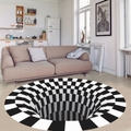 3D Vortex Illusion Rug - Black & White Optical Illusion