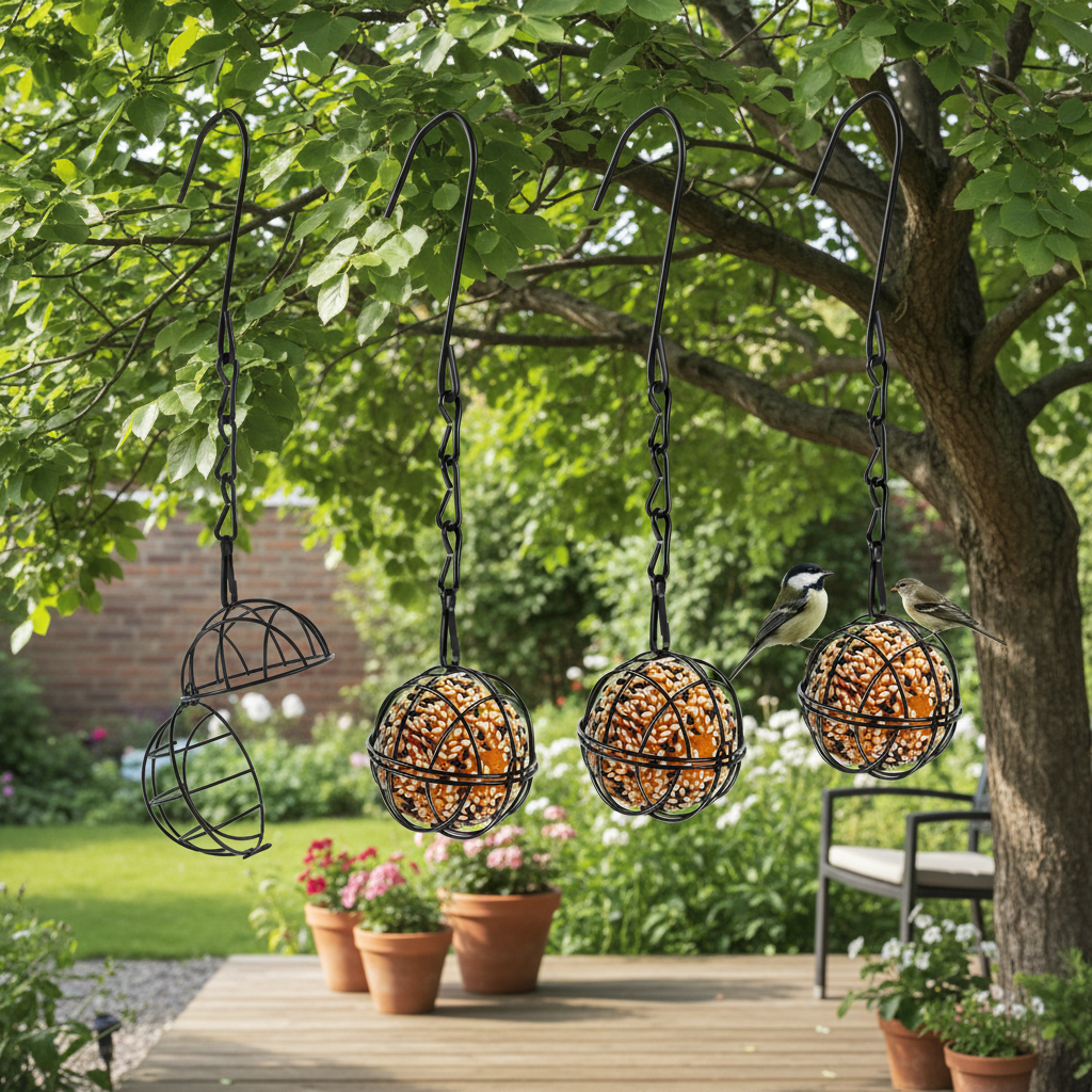 Metal Hanging Bird Feeder Set - 4 Piece Squirrel-Proof