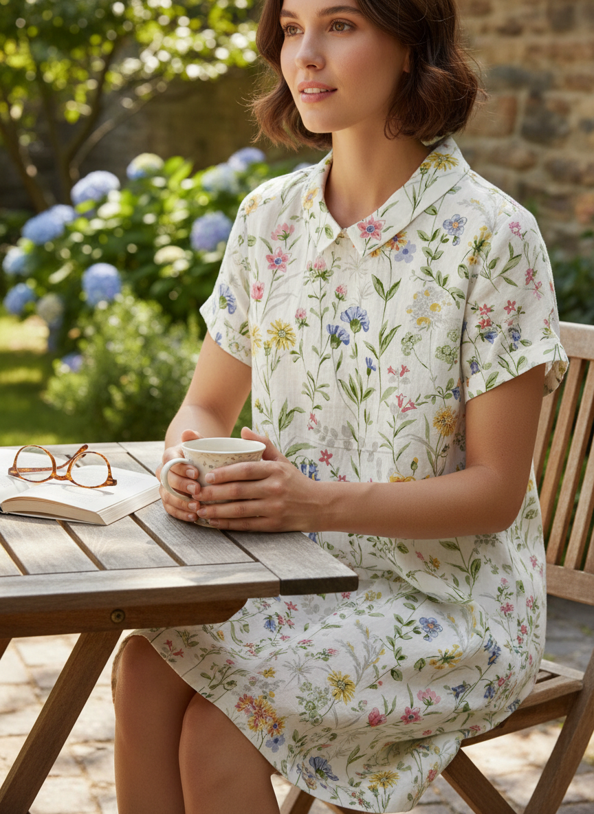 Women's Retro Floral Cotton Linen Casual Shirt