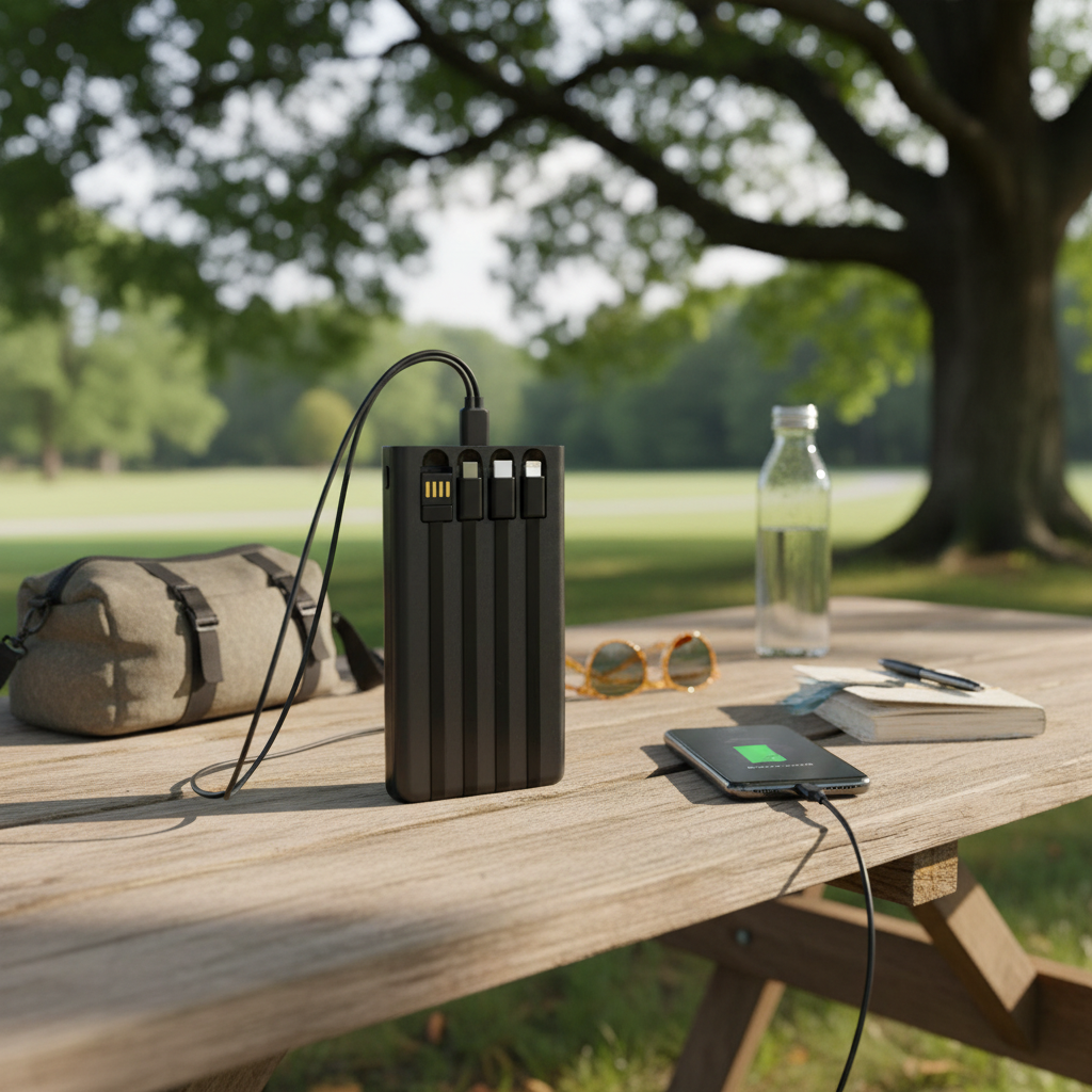 20000mAh Solar Power Bank with 4 Built-in Cables