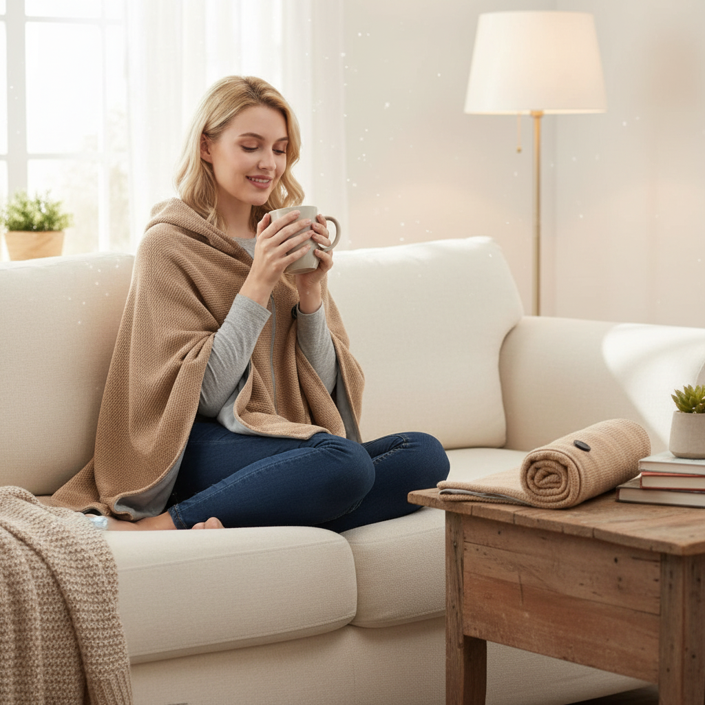 Portable Heated Shawl Blanket with USB Charging