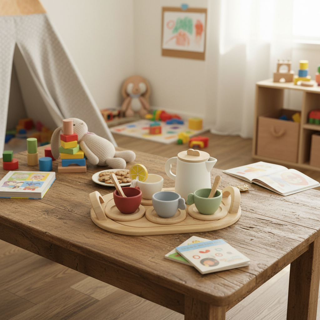Children's Pretend Afternoon Tea Set with Tray