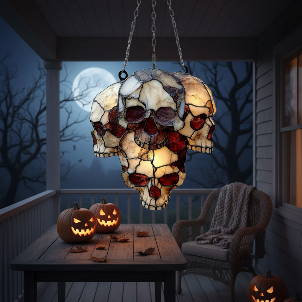 Hanging Skeleton Head Halloween Decoration
