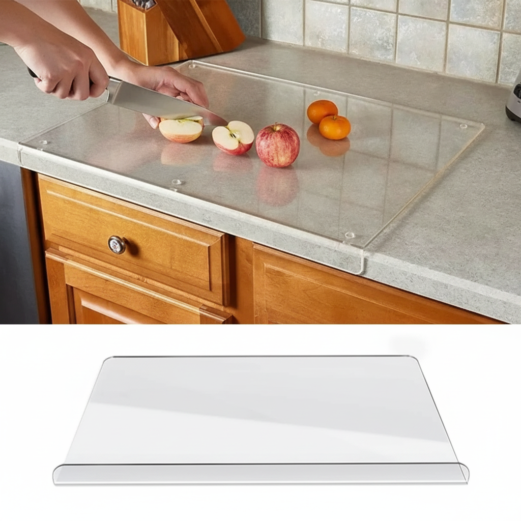 Clear Acrylic Cutting Board with Counter Lip - 18 x 14"