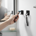 Wall Mounted Toothbrush Holder - Adhesive Black Aluminum