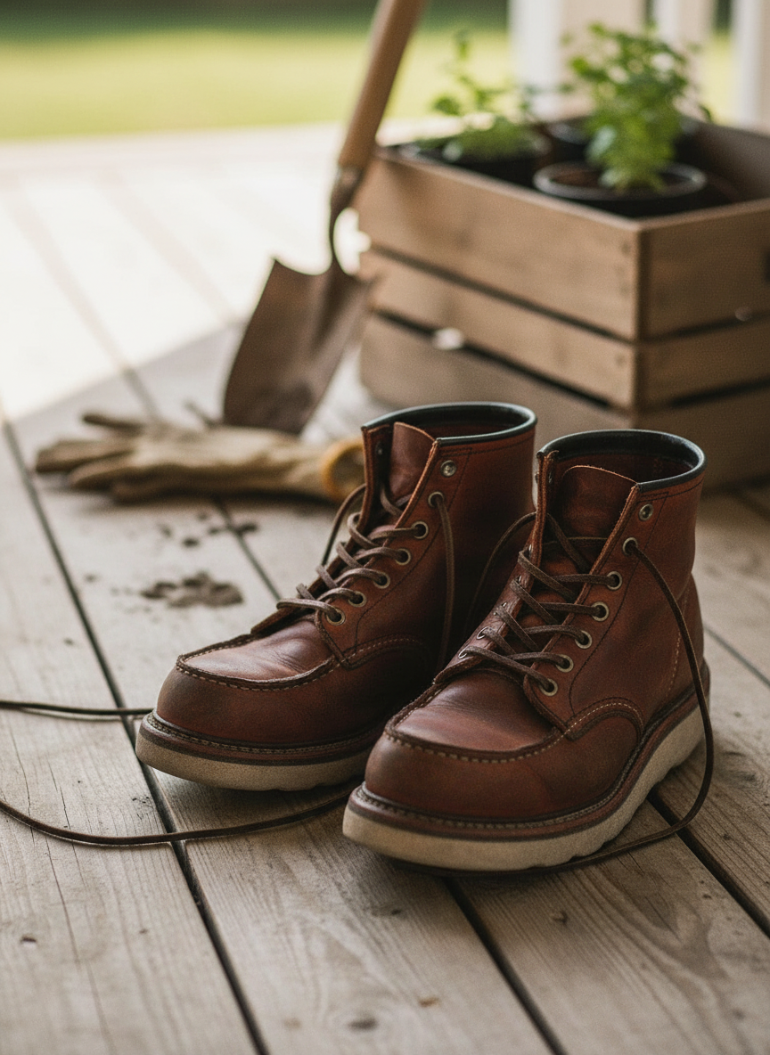 Men's Full Grain Leather Moccasin Toe Work Boots