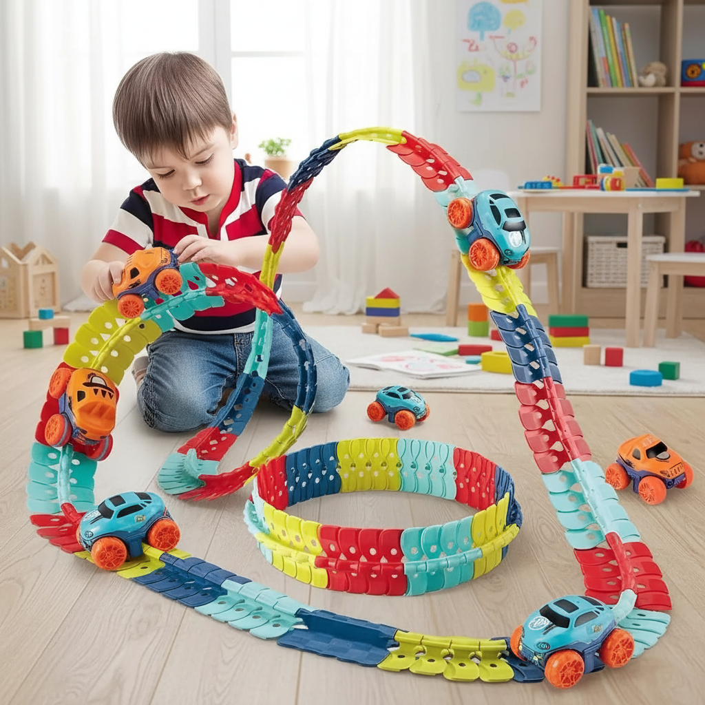 Glow-in-Dark Flexible Race Track for Kids