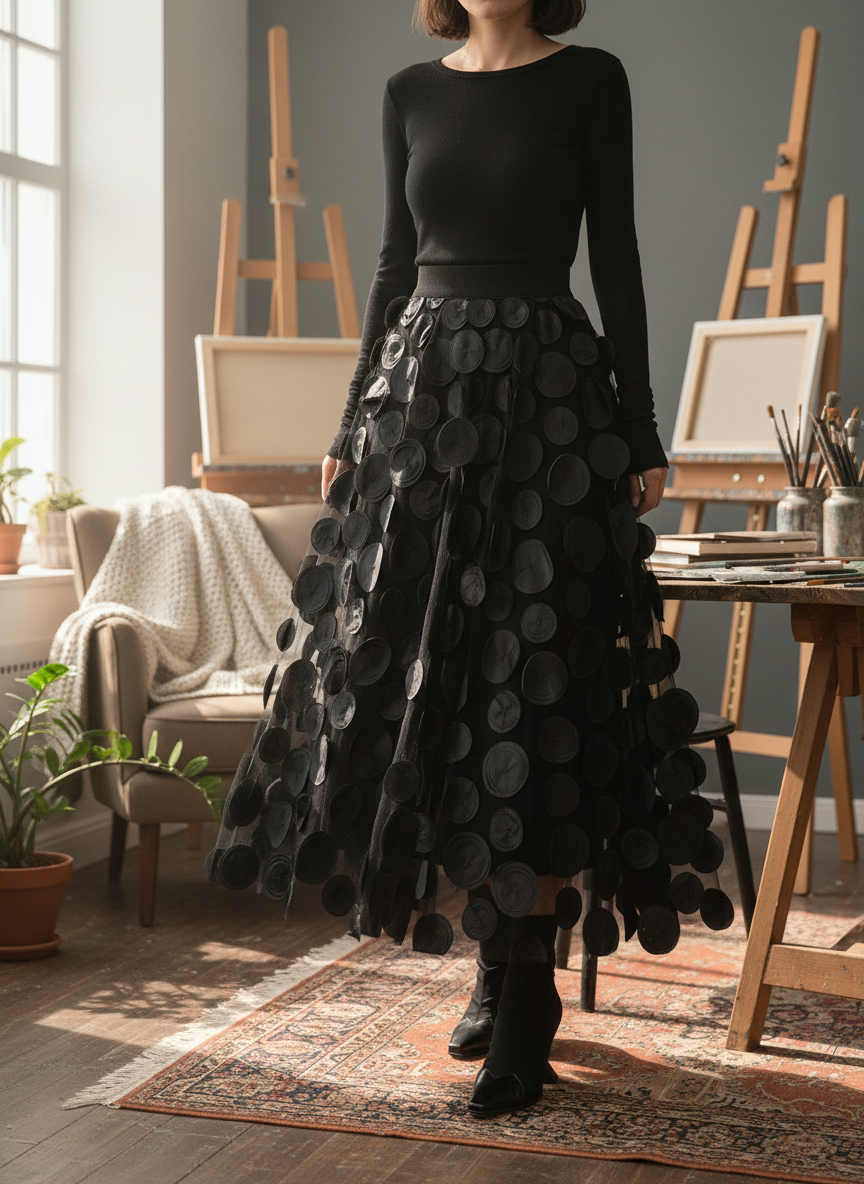 Polka Dot Tulle Patchwork Skirt