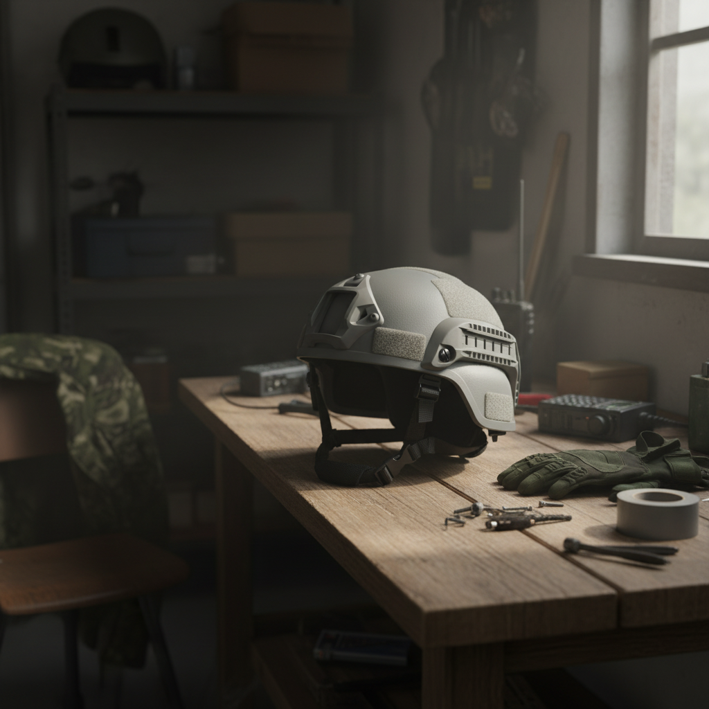 Tactical Helmet with Rails & Accessories