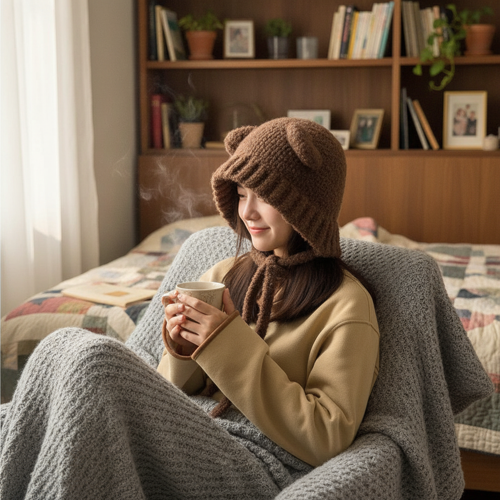 Bear Ear Winter Hat for Women | Cozy Knit Beanie